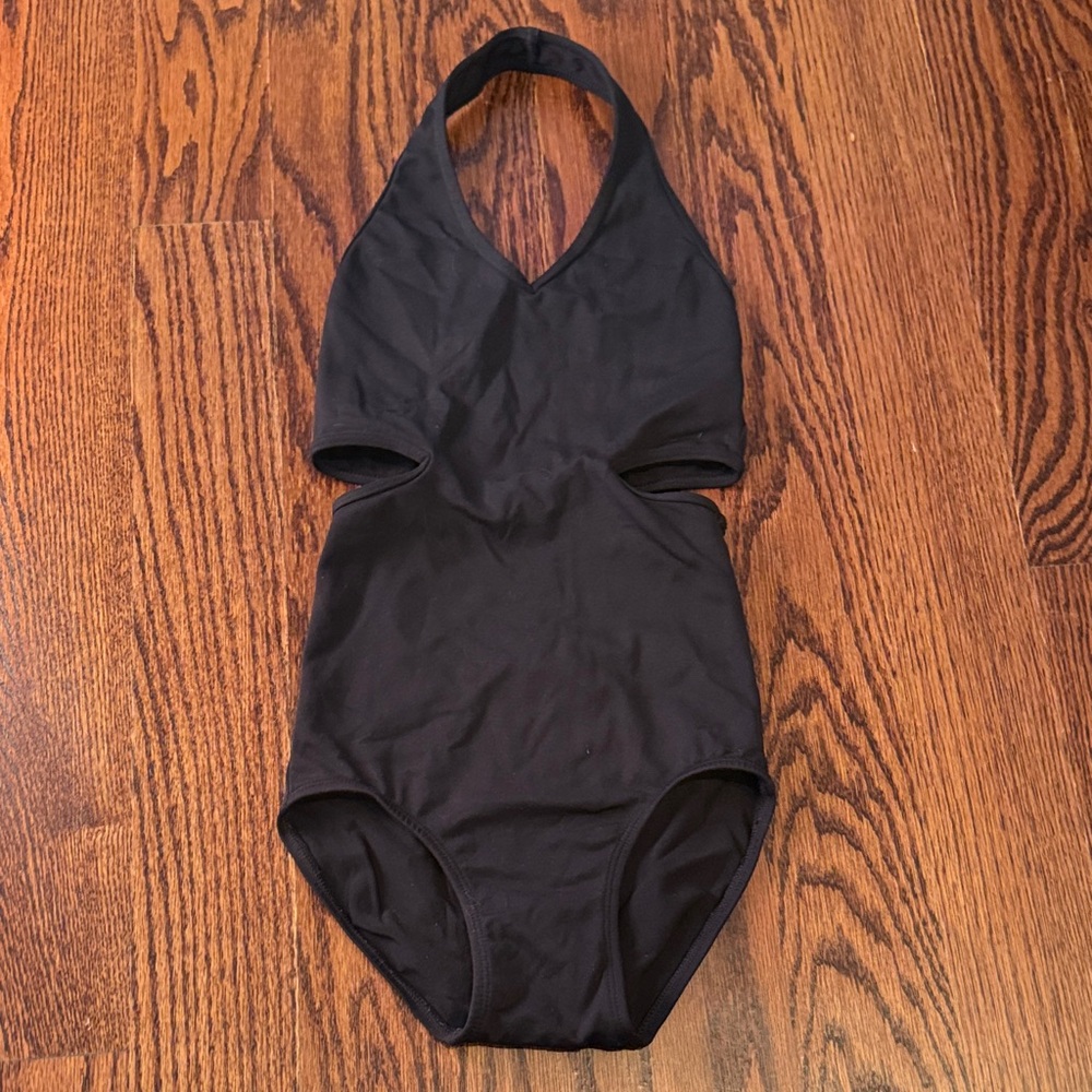 Black One-Piece Halter Swimsuit